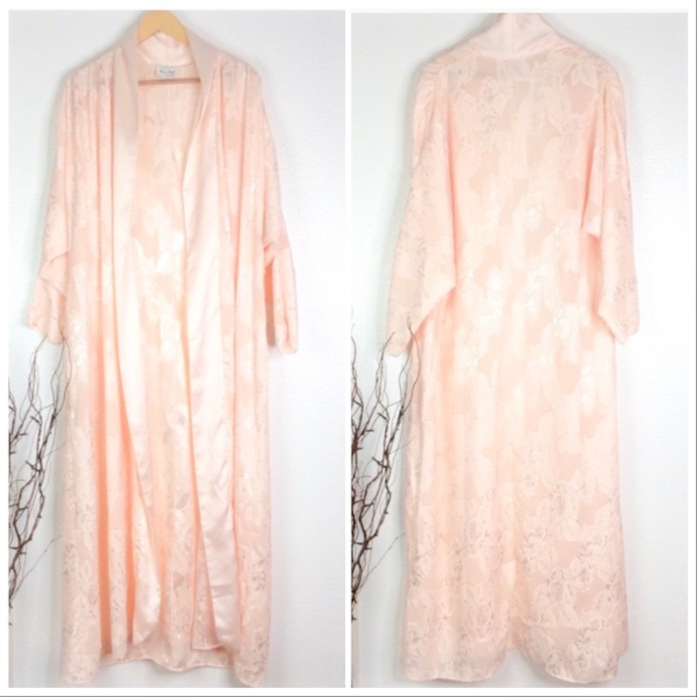 VINTAGE MISS DIOR Floral Satin Full Length Robe